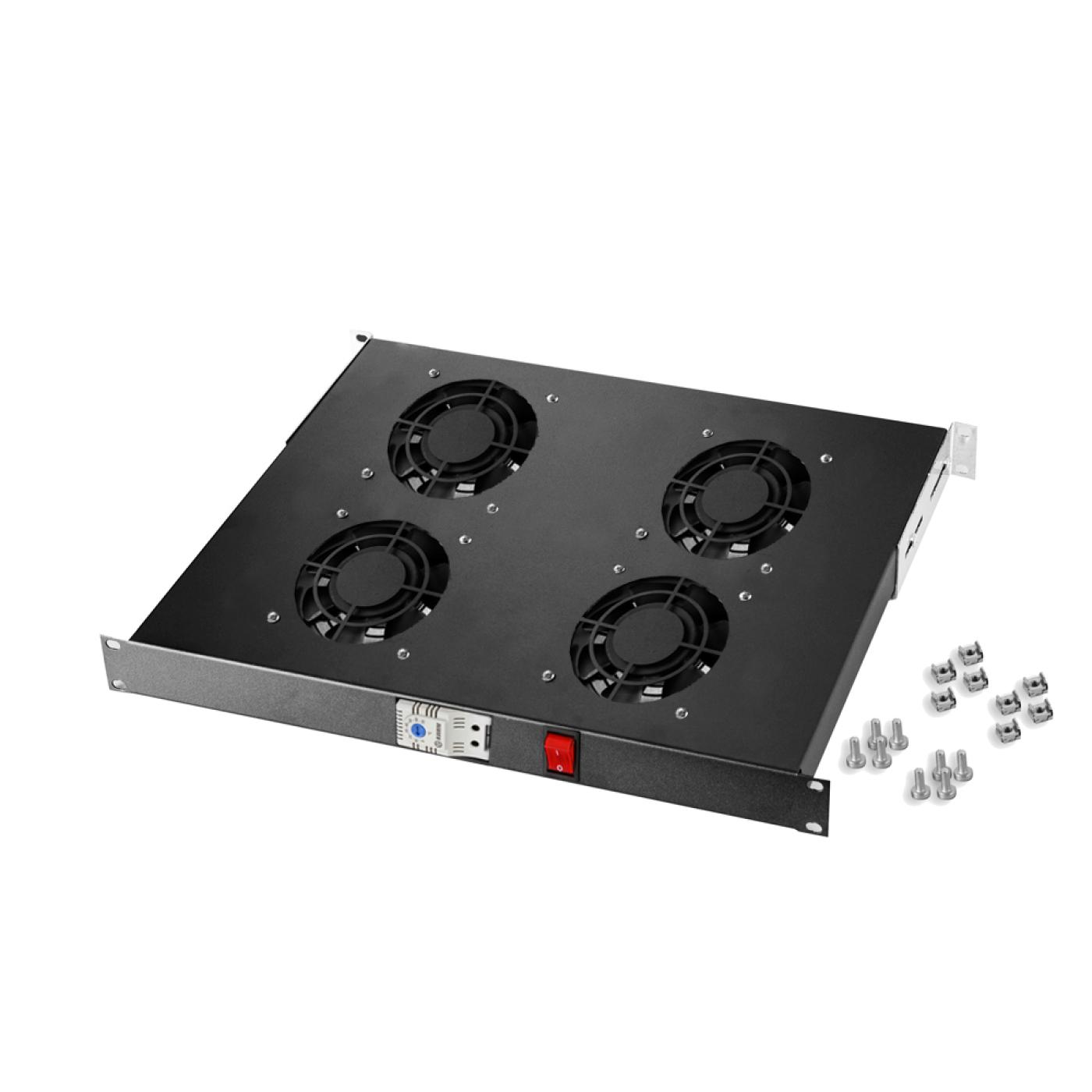 19" 4lü Fan Ara Modülü Termostatlı On/Off Switch — 1