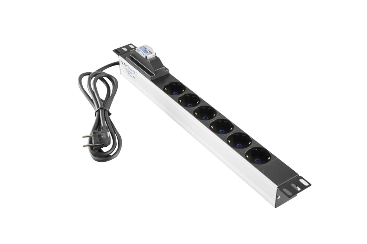 19" 6lı Alüminyum Grup Priz Sigortalı — 1