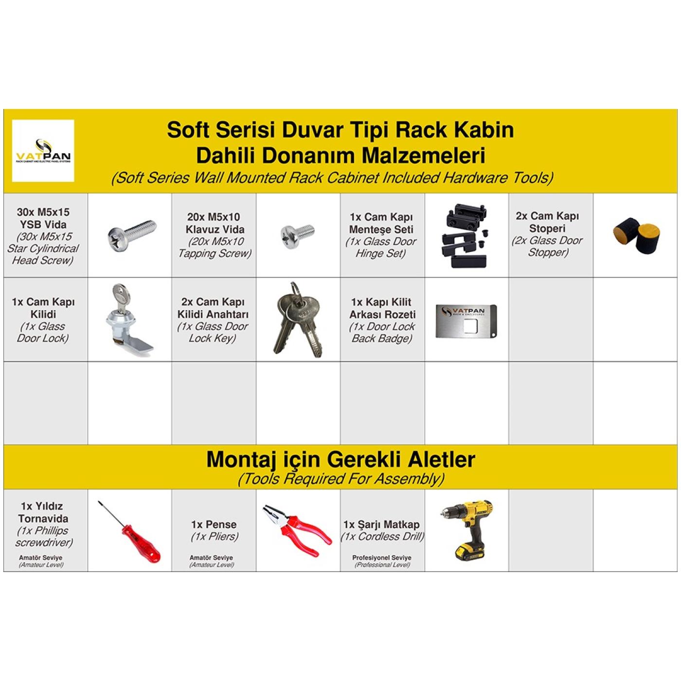 12U 19" 600mm Duvar Tipi Rack Kabin Beyaz — 4