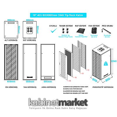 42U 19" 800x800mm Dikili Tip Rack Kabinet — 2
