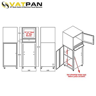 Dikili Tip Endüstriyel Bilgisayar Kabini RAL 7031 — 3