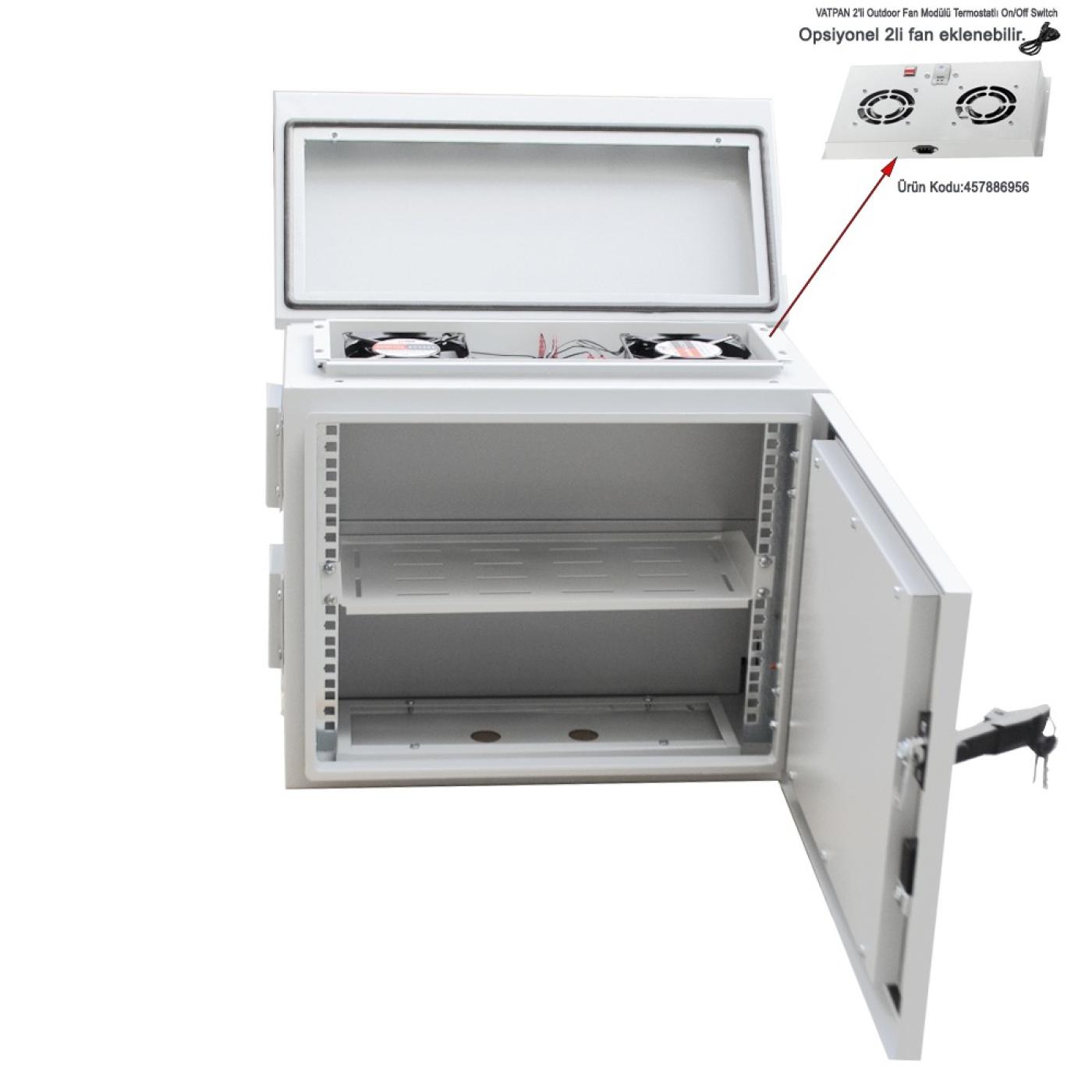 7U 19" 300mm Outdoor Mobese Direk Tipi Rack Kabinet Çift Cidarlı — 7