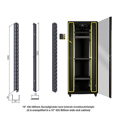 19" 45U Dikey Kablo Düzenleyici Metal Organizer — 7