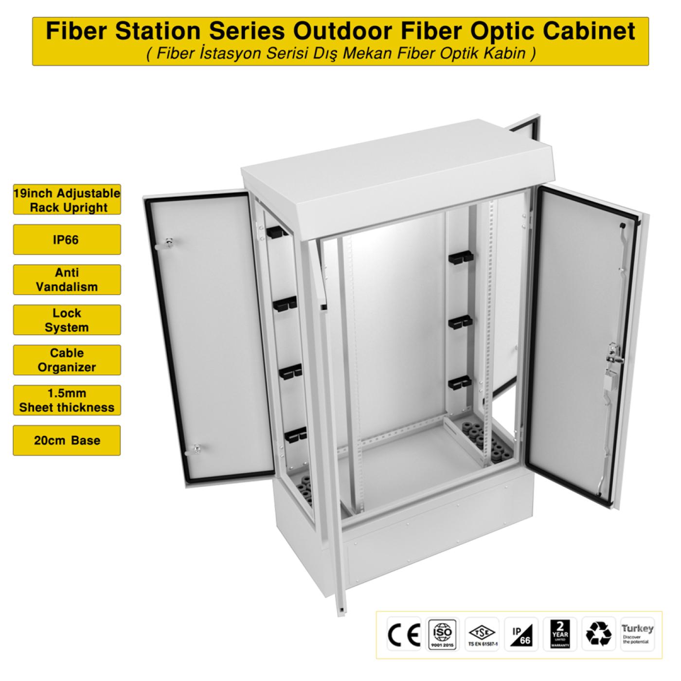 22U 19" 400mm Outdoor Fiber Optic Rack Kabinet — 6