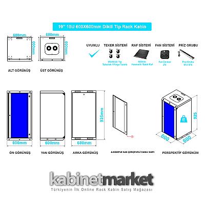 24U 19" 600x600 Dikili Tip Rack Kabinet — 8