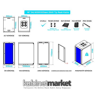 24U 19" 600x1000 Dikili Tip Rack Kabinet — 8