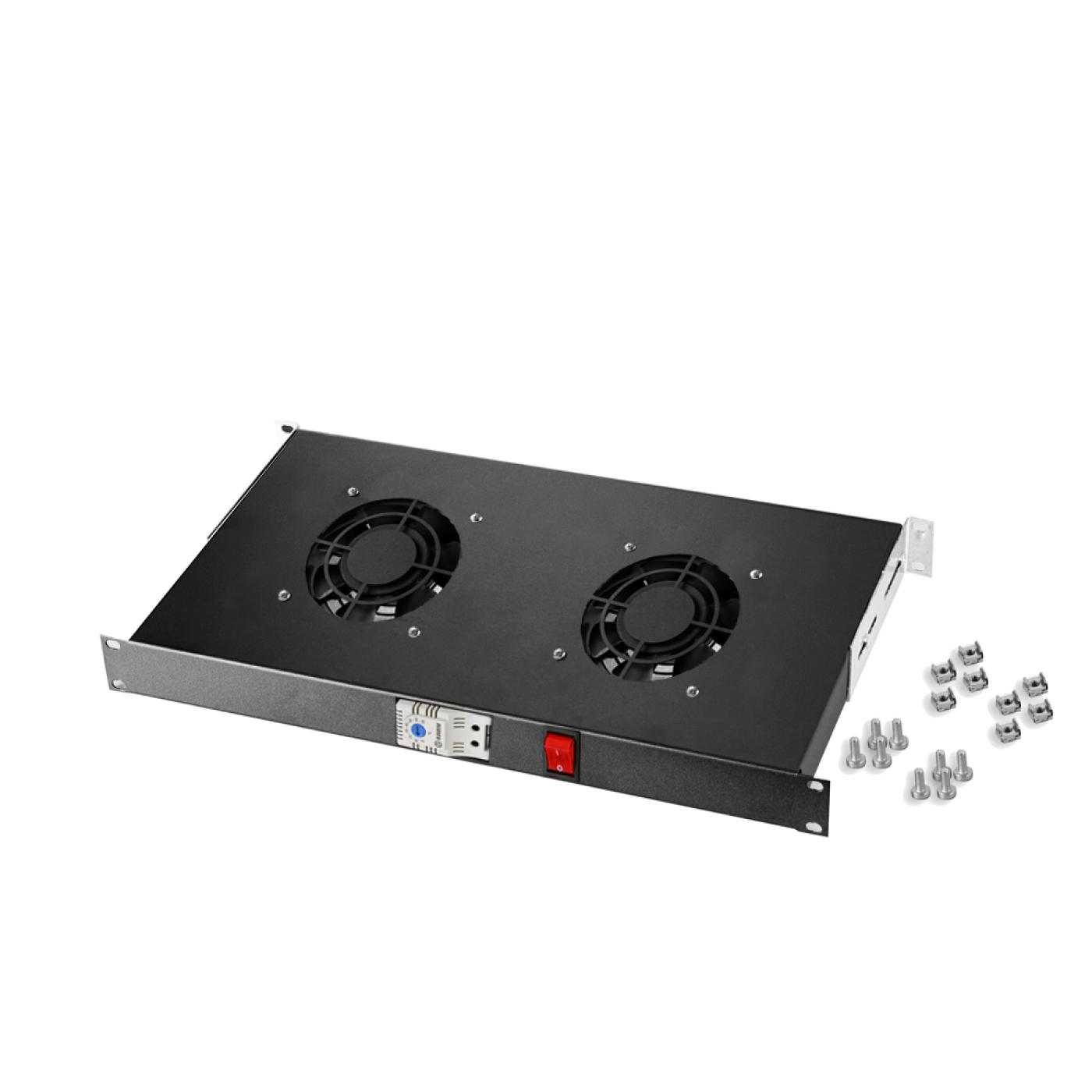 19" 2li Fan Ara Modülü Termostatlı On/Off Switch — 1