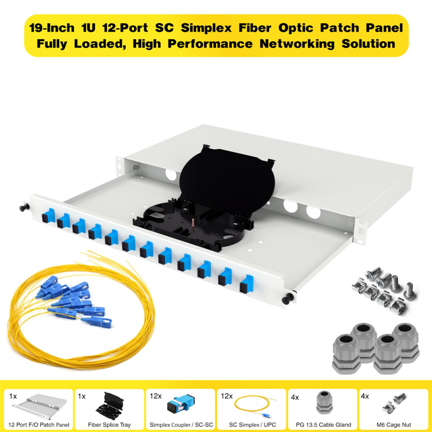 19" 1U 12 Port SC Simplex Fiber Optik Patch Panel Full(Dolu) — 1