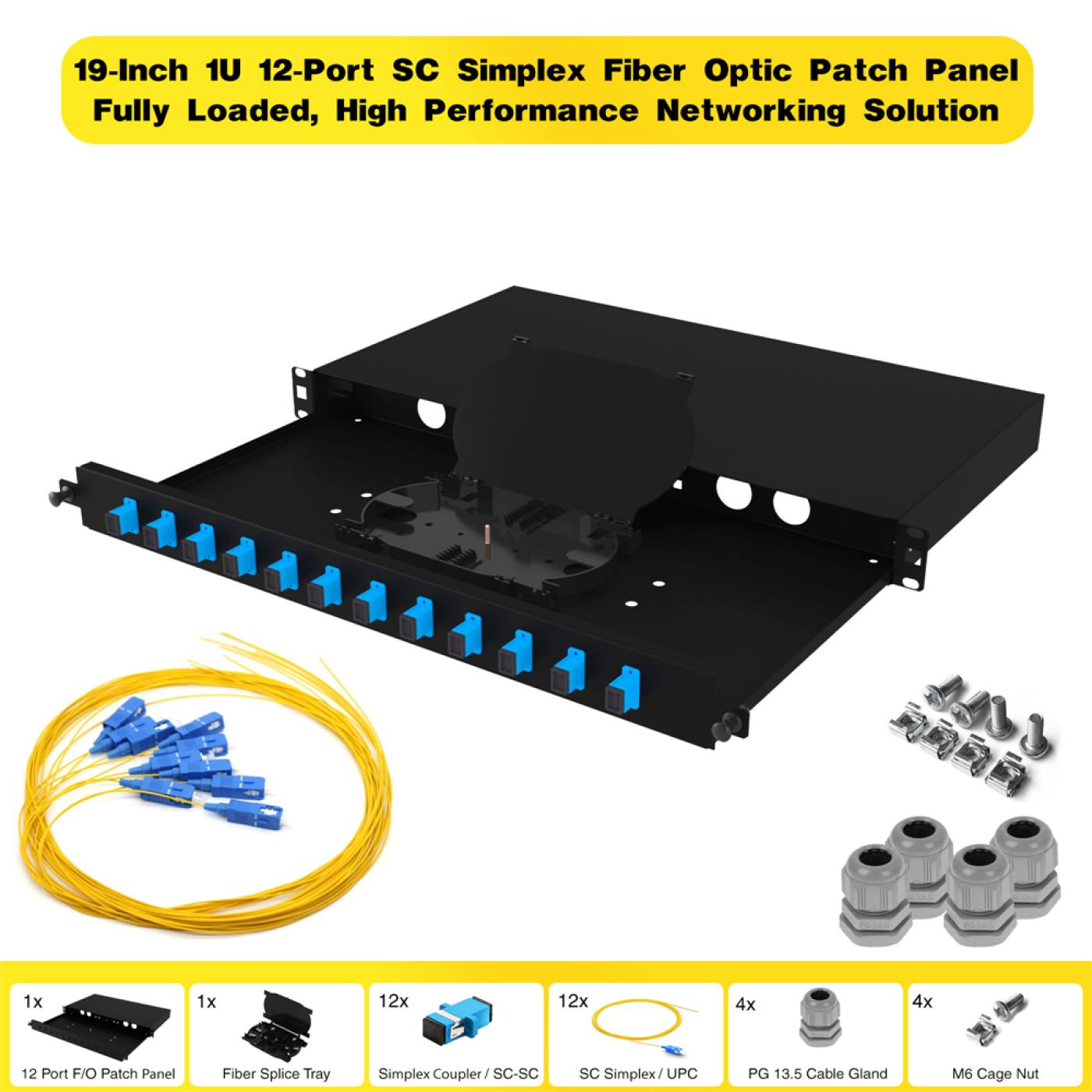 19" 1U 12 Port SC Simplex Fiber Optik Patch Panel Full(Dolu) — 5