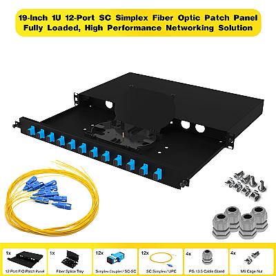 19" 1U 12 Port SC Simplex Fiber Optik Patch Panel Full(Dolu) — 5