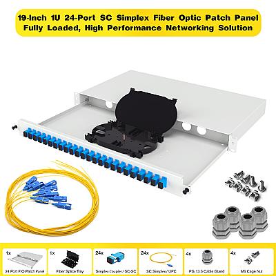 19" 1U 24 Port SC Simplex Fiber Optik Patch Panel Full(Dolu) — 1