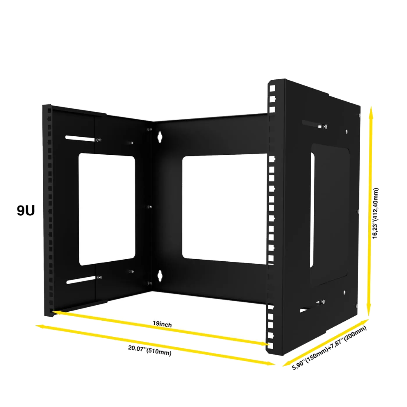 9U 19" Duvar Tipi Open Rack Kabinet — 2