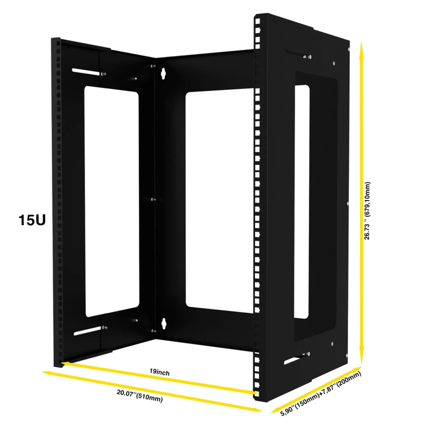 15U 19" Duvar Tipi Open Rack Kabinet — 2