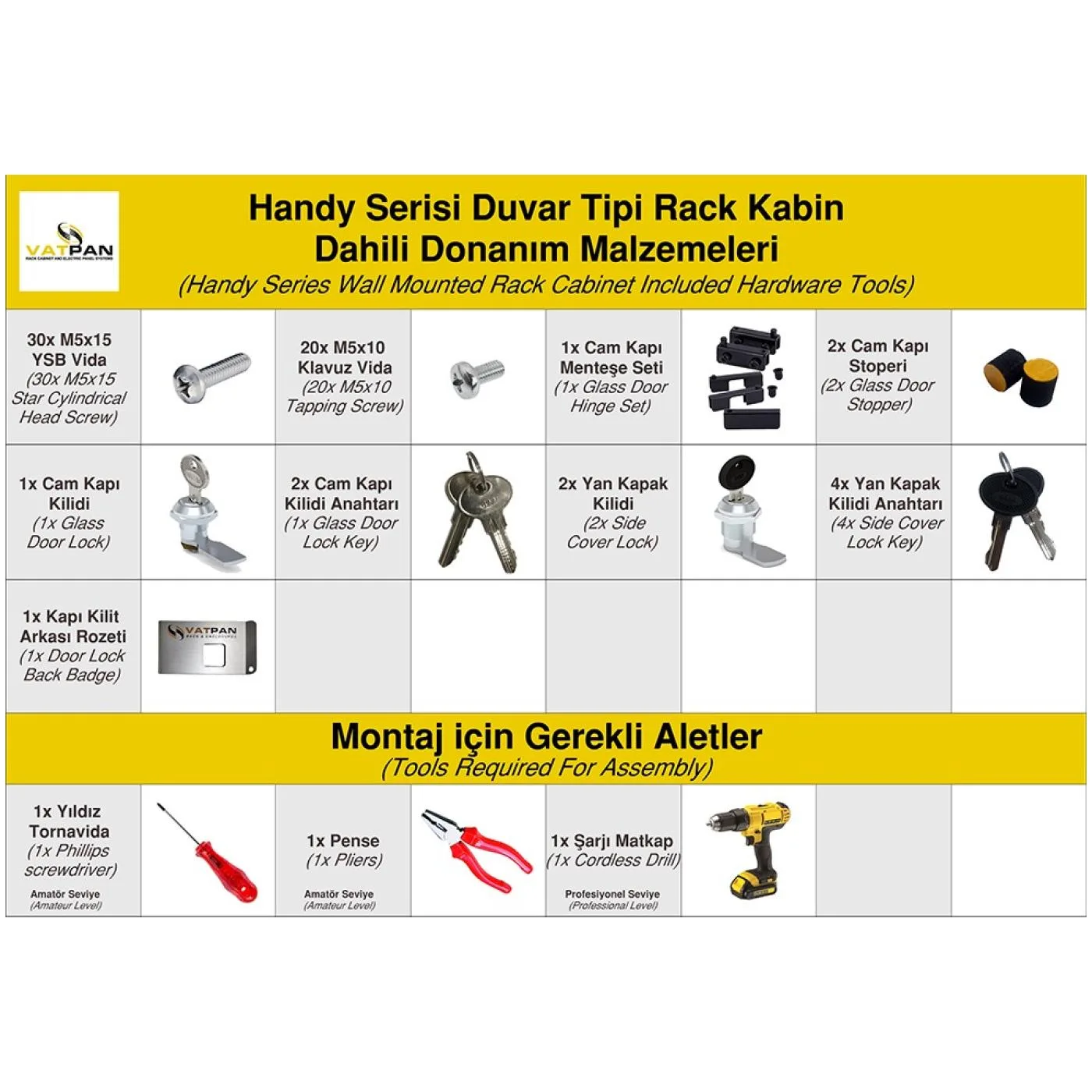 7U 19" 600mm Duvar Tipi Rack Kabinet Beyaz — 5
