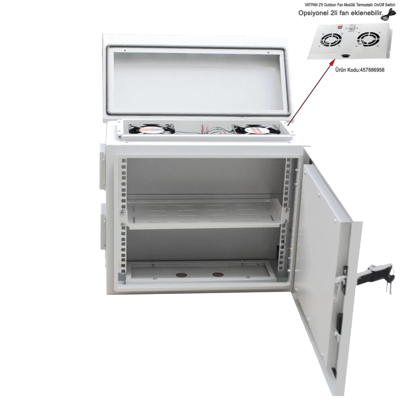 7U 19" 300mm Outdoor Mobese Direk Tipi Rack Kabinet Çift Cidarlı — 7