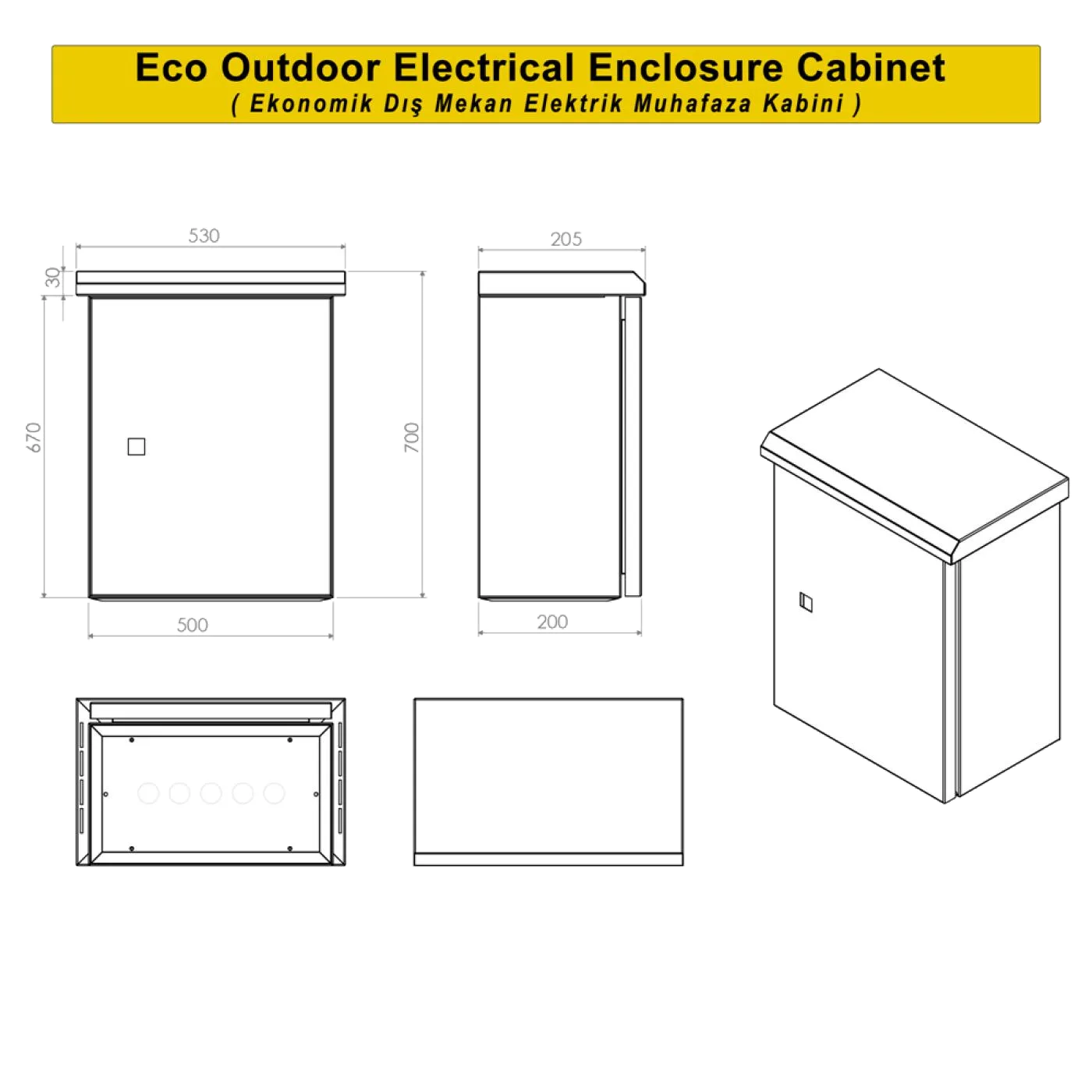 500x700x200mm Harici Duvar Tipi Ekonomik Seri Metal Elektrik Panosu — 8