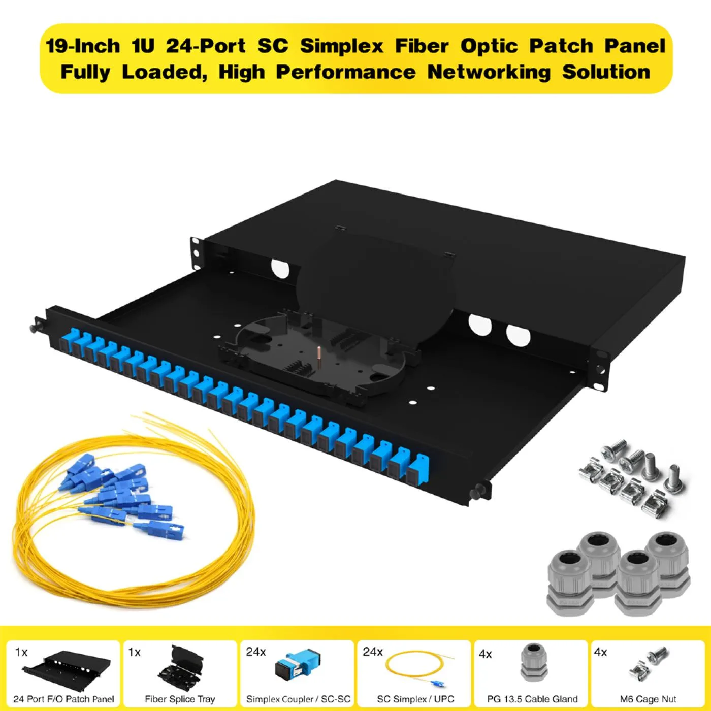 19" 1U 24 Port SC Simplex Fiber Optik Patch Panel Full(Dolu) — 2