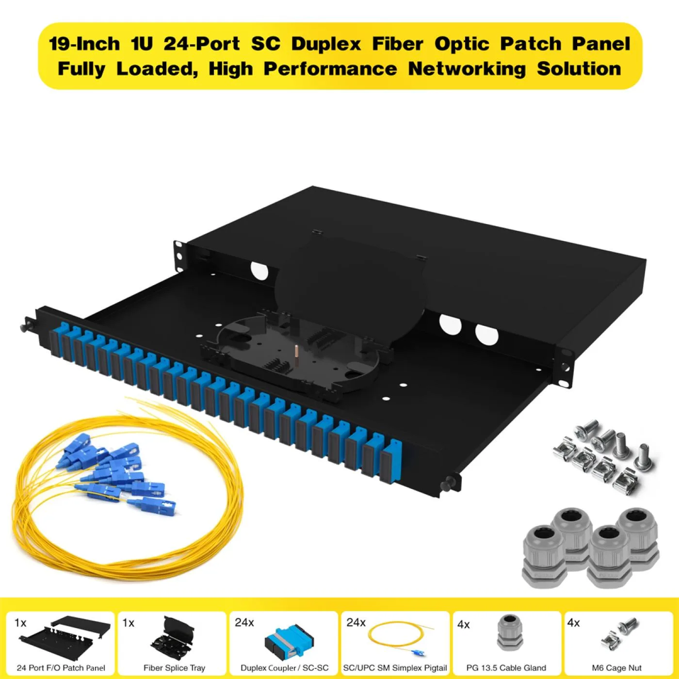 19" 1U 24 Port SC Duplex Fiber Optik Patch Panel Full(Dolu) — 8