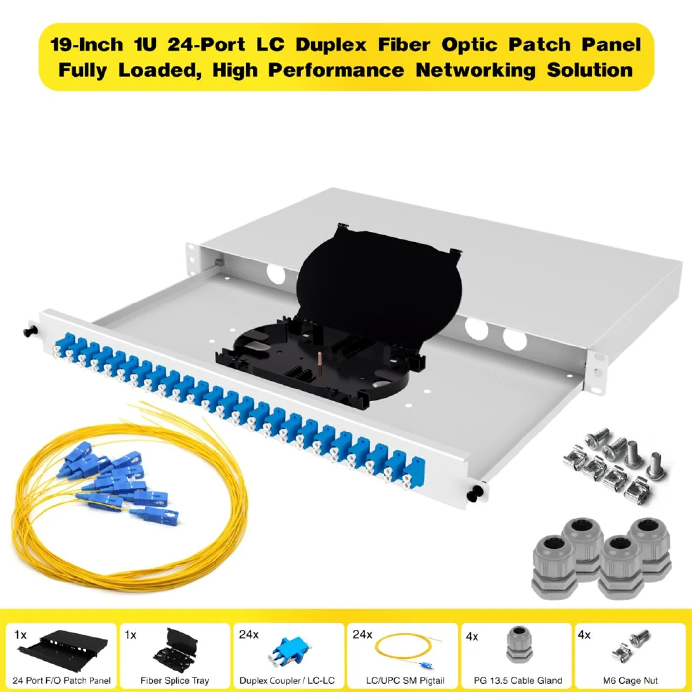 19" 1U 24 Port LC Duplex Fiber Optik Patch Panel Full(Dolu)